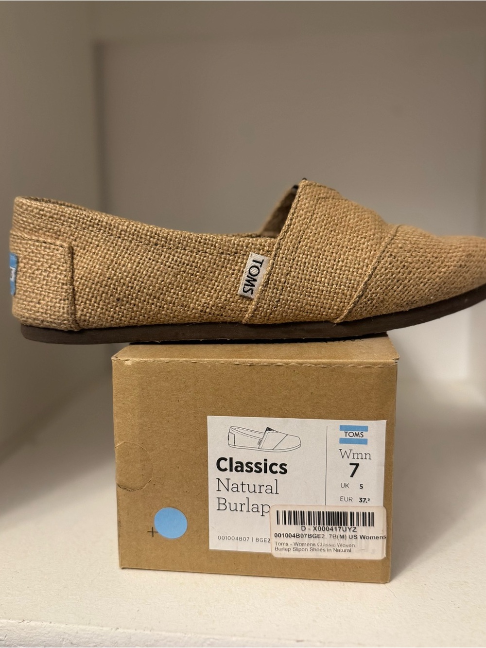 Toms Natural Burlap Slip-On Loafers - Tan